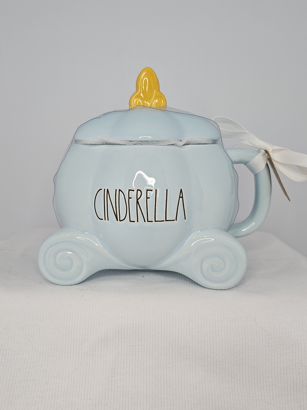 Rae Dunn Cinderella Carriage Ceramic Mug with Lid - Light Blue